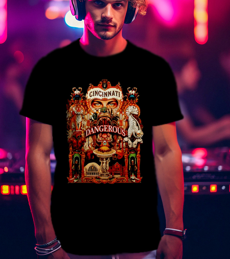 Cincinnati Dangerous Tigers Ornate Art Deco T-Shirt