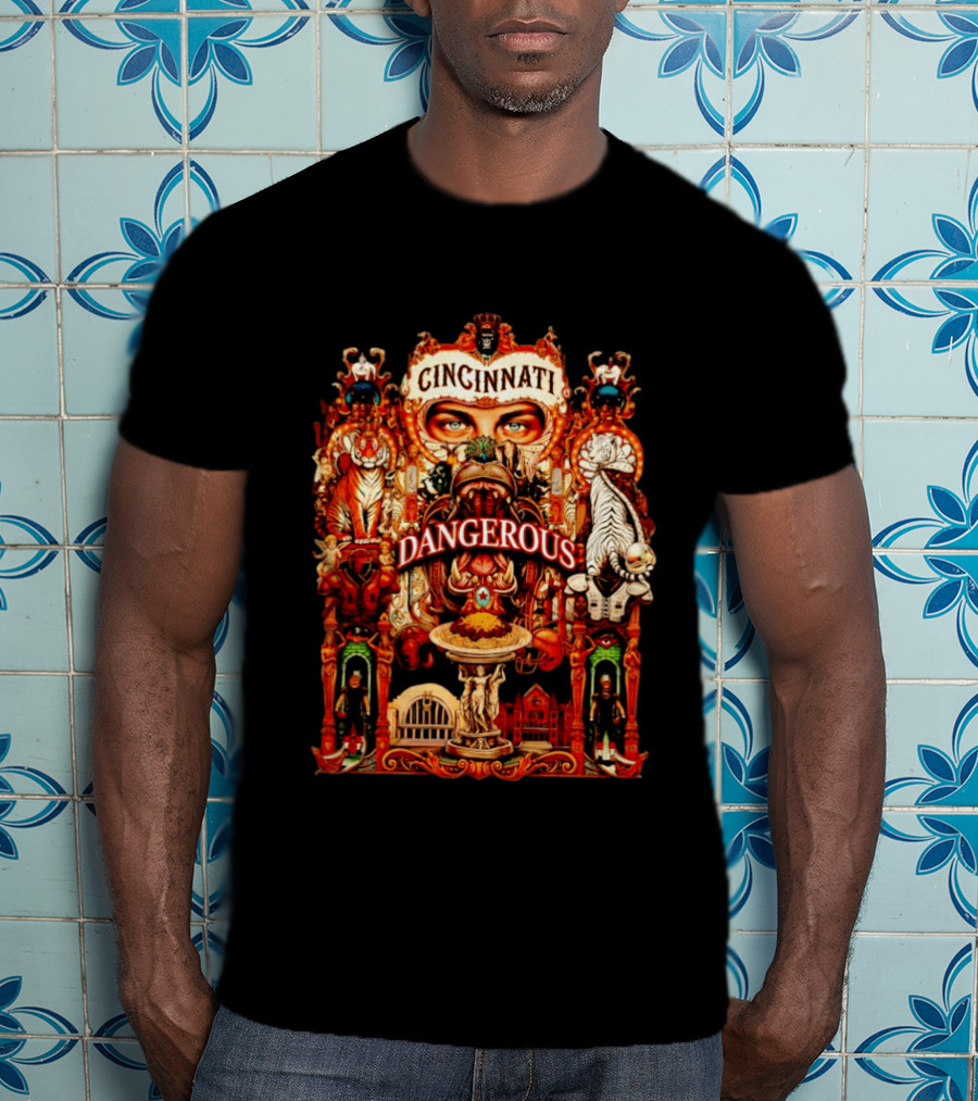 Cincinnati Dangerous Tigers Ornate Art Deco T-Shirt