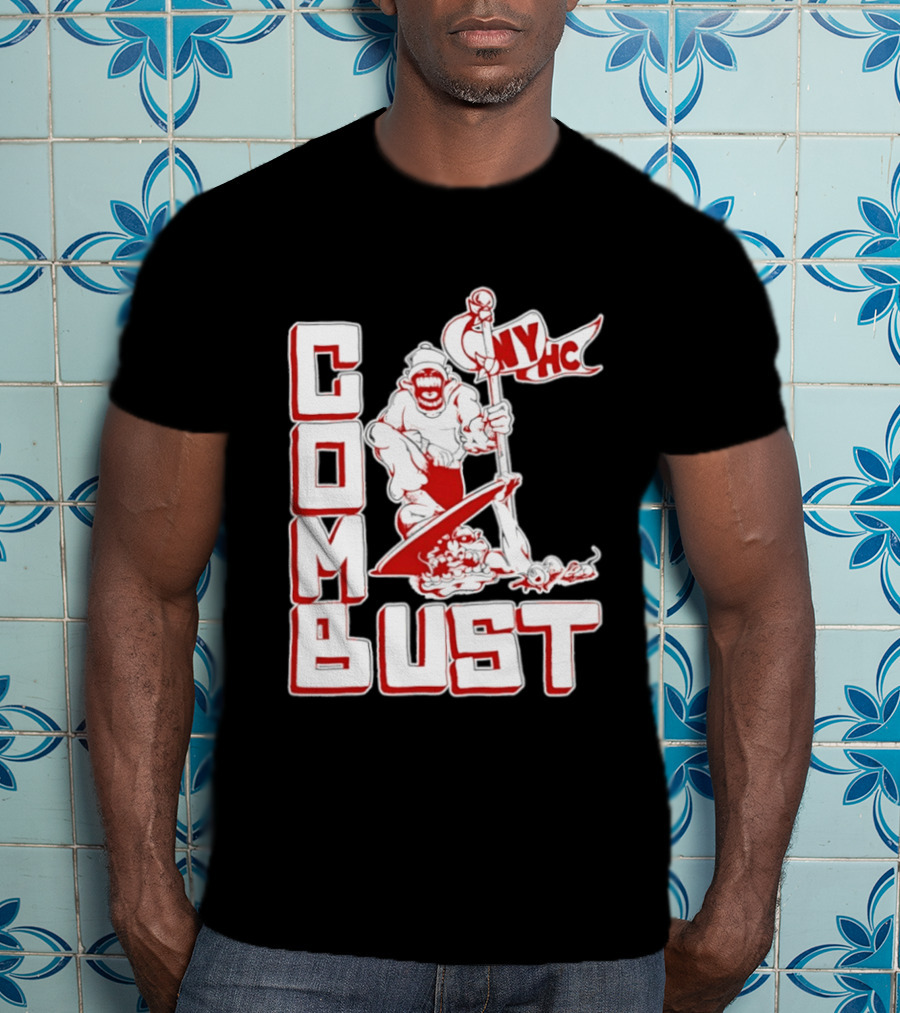 New York Hardcore Combat Bust NYHC Monster Flag T-Shirt