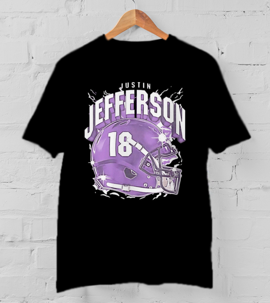 Justin Jefferson 18 Minnesota Vikings Helmet T-Shirt