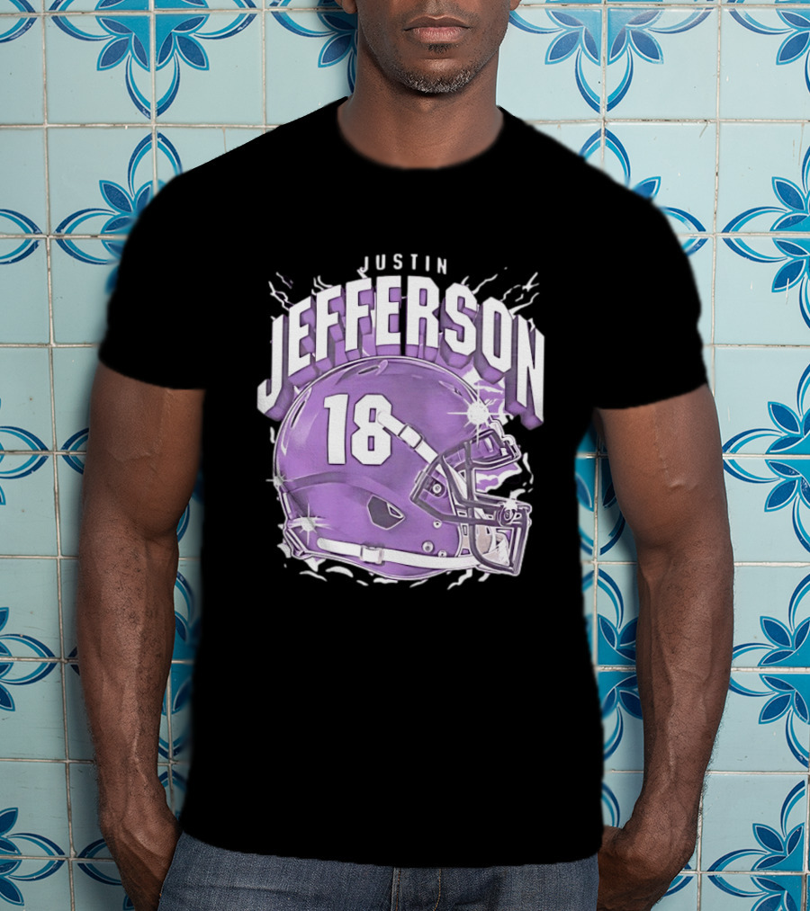 Justin Jefferson 18 Minnesota Vikings Helmet T-Shirt
