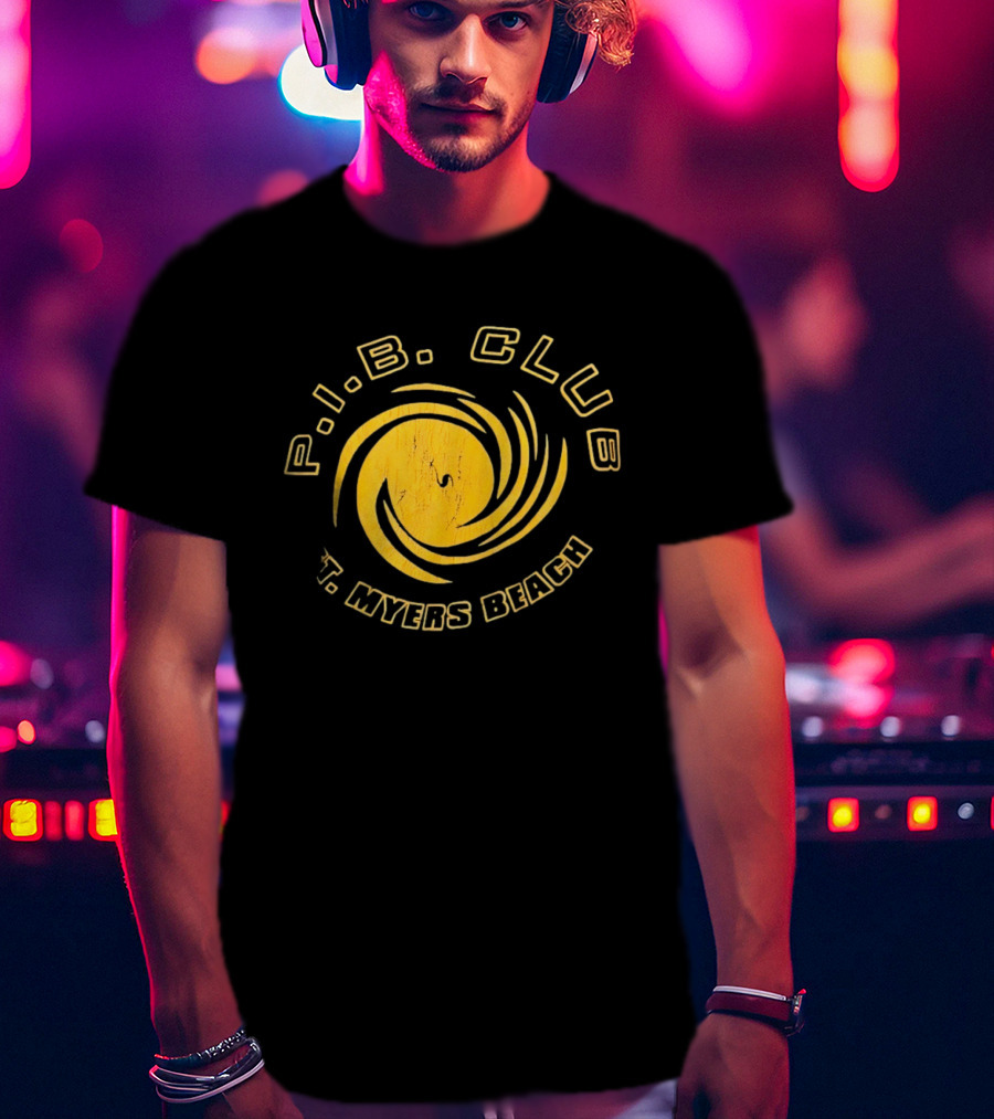 P.I.B. Club Ft Myers Beach Distressed Vintage Style Spiral T-Shirt