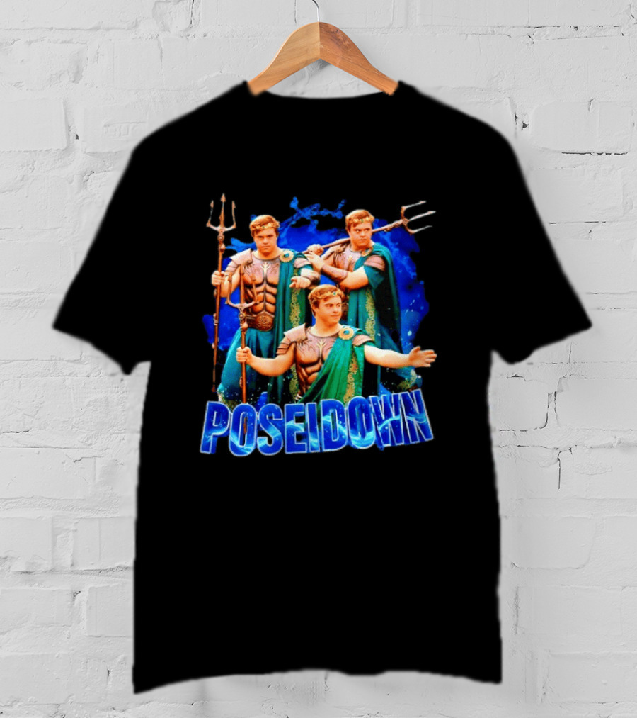 Poseidown Poseidon Down Syndrome Meme Greek God Trident T-Shirt