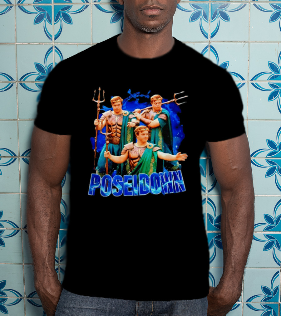 Poseidown Poseidon Down Syndrome Meme Greek God Trident T-Shirt