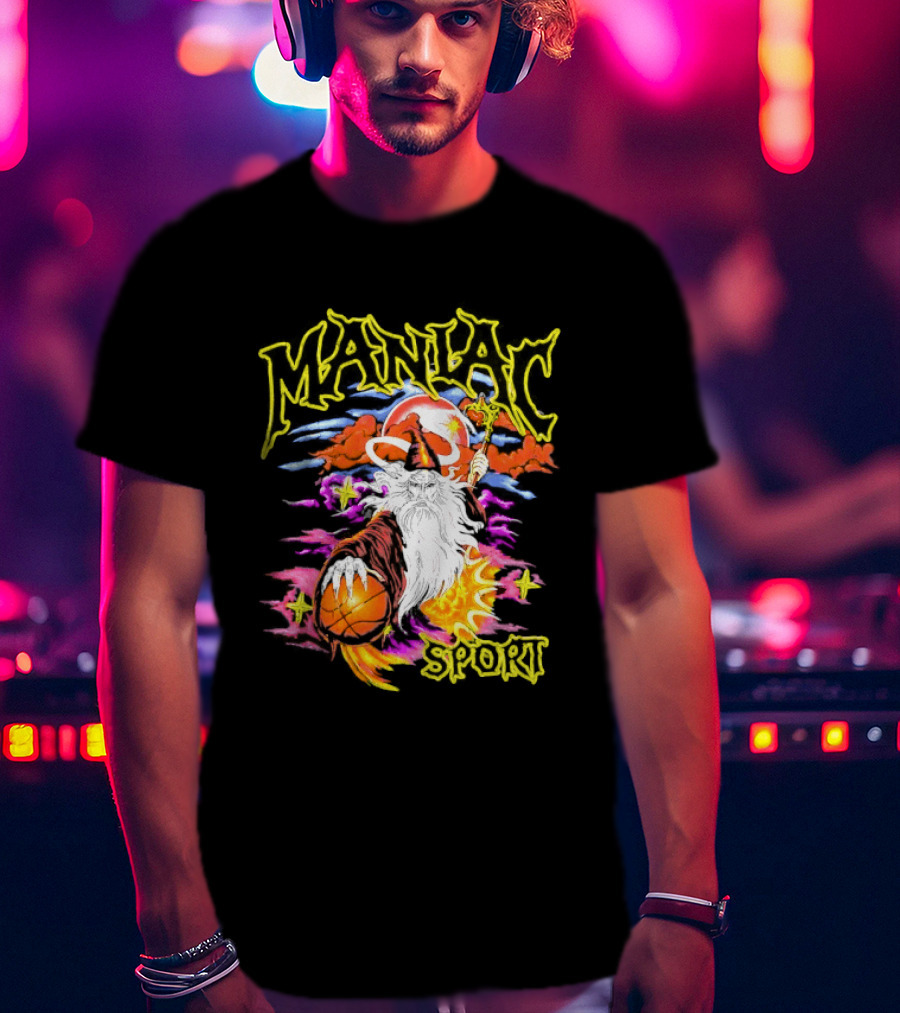 Maniac Sport Wizard Basketball Magic Santa Style Explosion T-Shirt