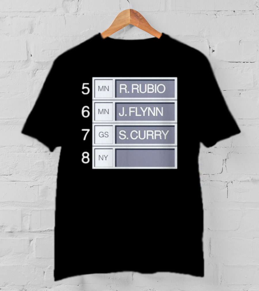 5 R. Rubio 6 J. Flynn 7 S. Curry 2009 NBA Draft Picks List T-Shirt