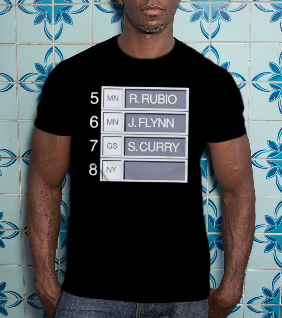 5 R. Rubio 6 J. Flynn 7 S. Curry 2009 NBA Draft Picks List T-Shirt
