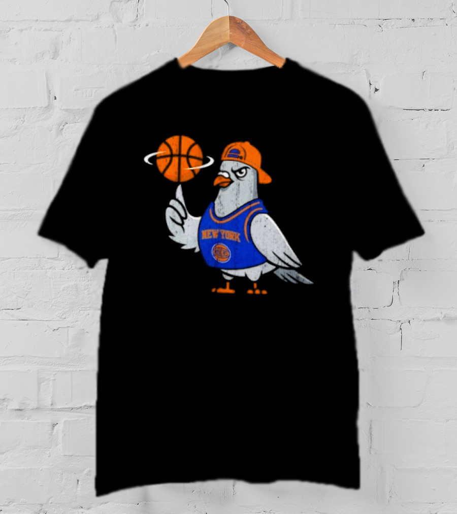 New York Knicks Pigeon Basketball Spin T-Shirt