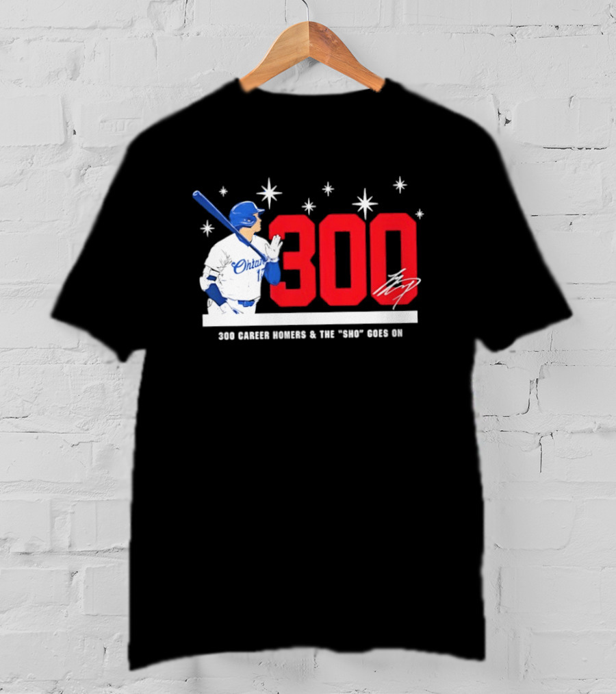 Shohei Ohtani 300 Homers The Sho Goes On Baseball T-Shirt