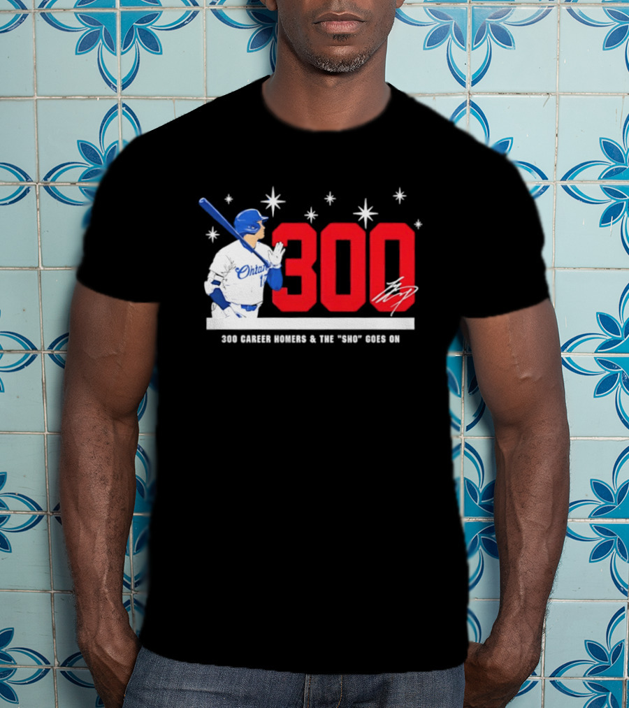 Shohei Ohtani 300 Homers The Sho Goes On Baseball T-Shirt