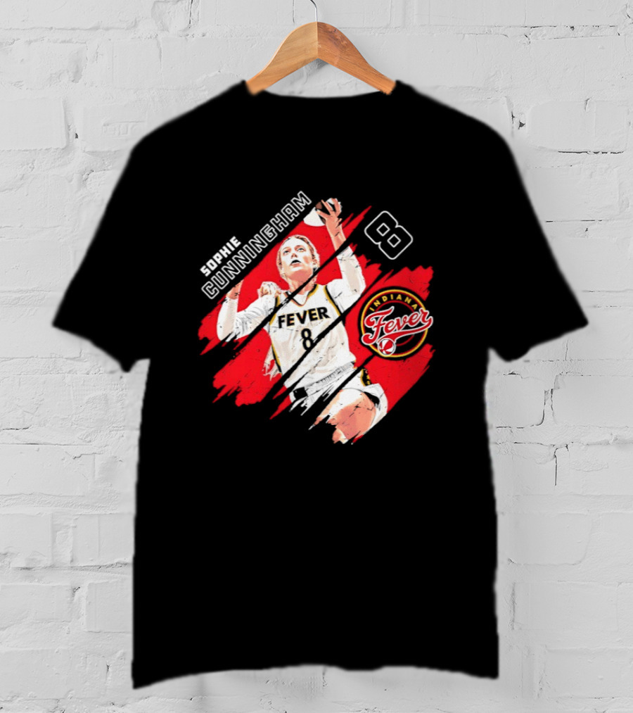 Sophie Cunningham Number 8 Indiana Fever Basketball Team Logo Red T-Shirt