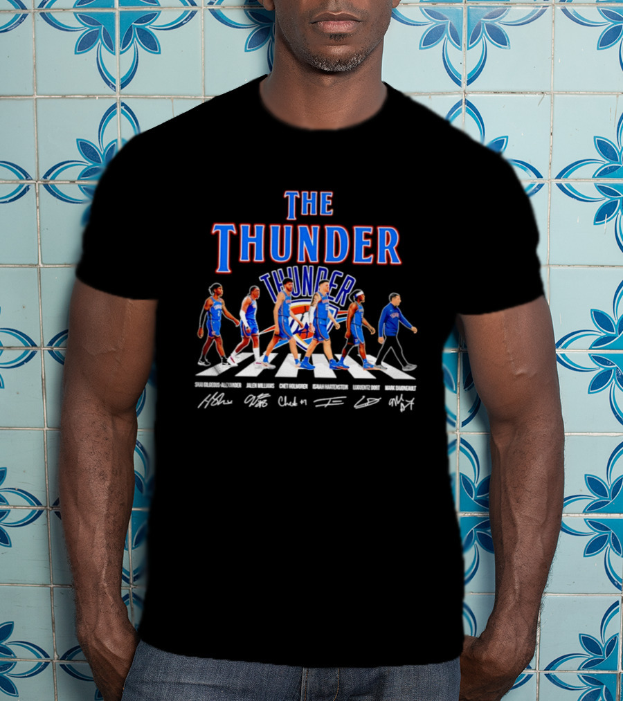 The Thunder Oklahoma City Team Player Signatures Abbey Road T-Shirt