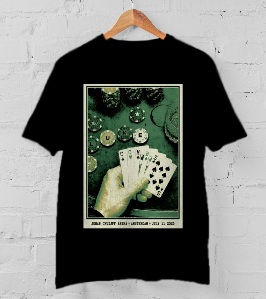 Luke Combs Poker Themed Johan Cruijff Arena Amsterdam July 11 2026 Tour T-Shirt