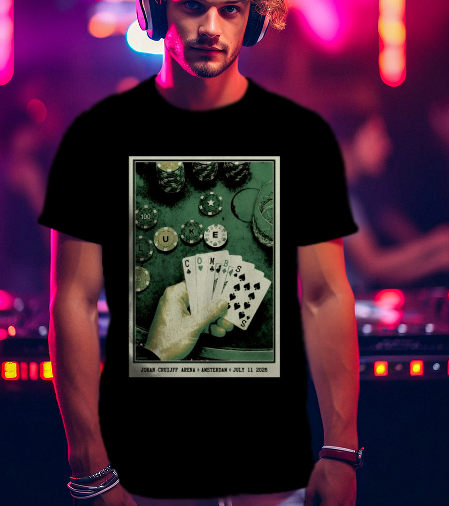 Luke Combs Poker Themed Johan Cruijff Arena Amsterdam July 11 2026 Tour T-Shirt