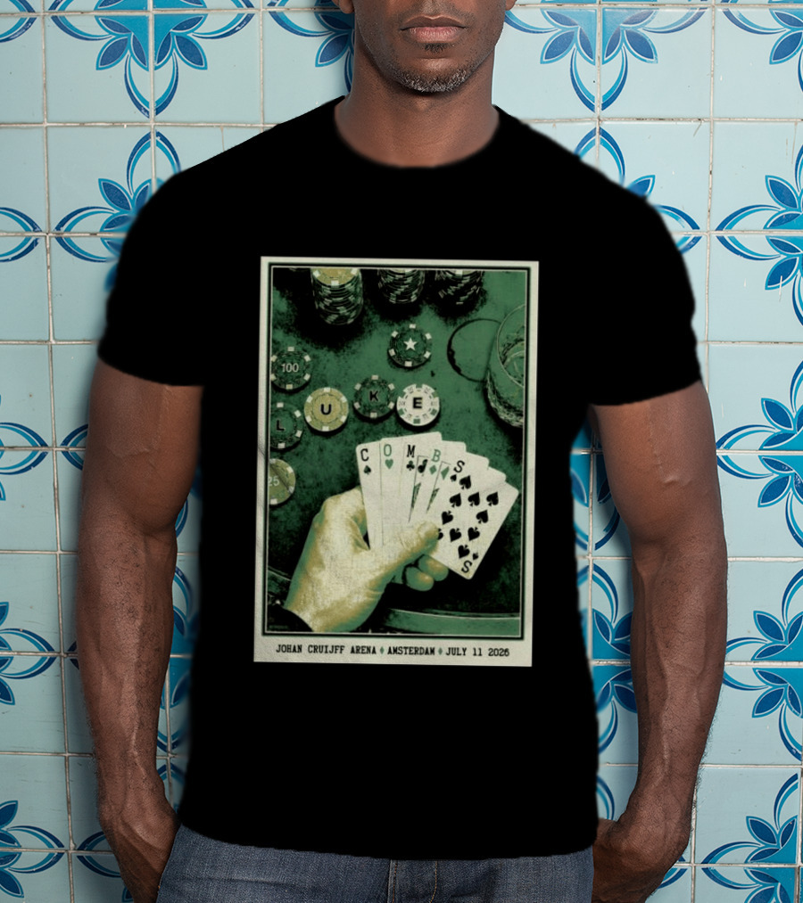 Luke Combs Poker Themed Johan Cruijff Arena Amsterdam July 11 2026 Tour T-Shirt