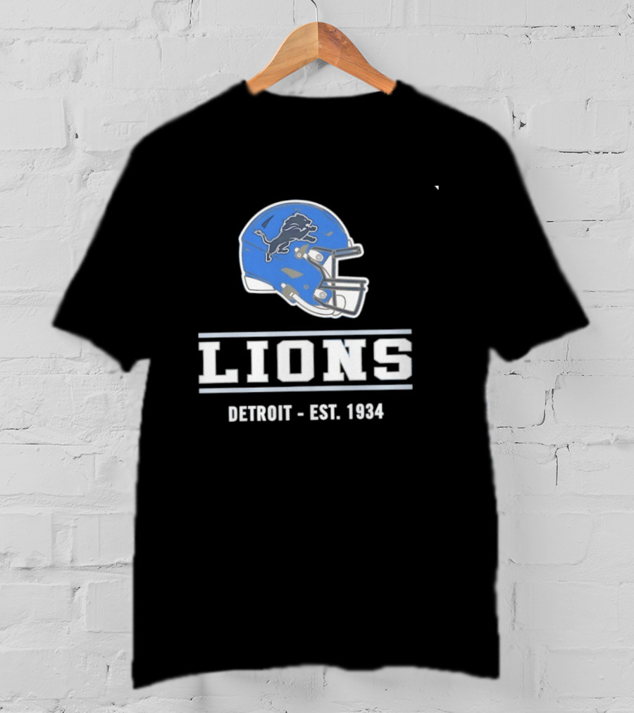 Detroit Lions Helmet Logo Est 1934 Football T-Shirt