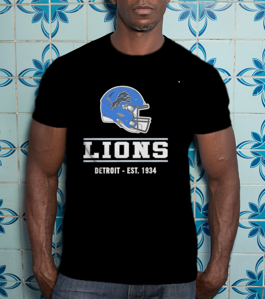 Detroit Lions Helmet Logo Est 1934 Football T-Shirt