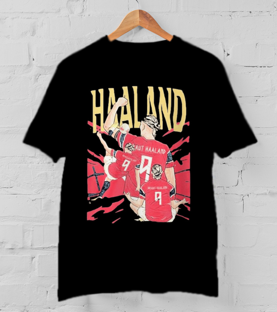 Haaland Cartoon Celebrating Norway Football Number 9 T-Shirt