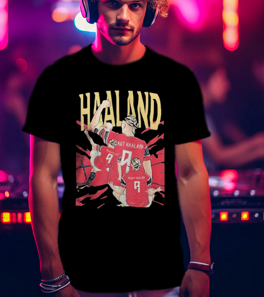 Haaland Cartoon Celebrating Norway Football Number 9 T-Shirt