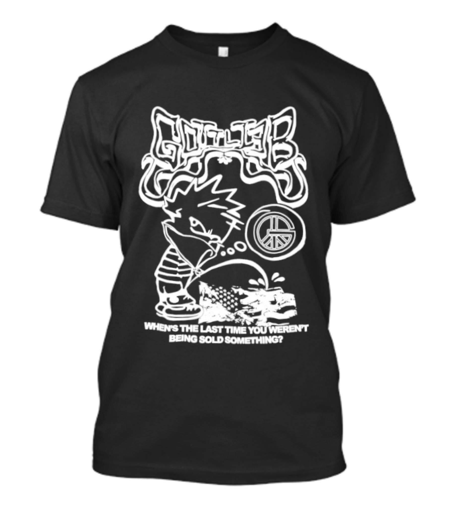 Gottlieb When Is The Last Time You Weren't Being Sold Something Spaceman And Tub Time Childlike Cartoon Sketch T-Shirt