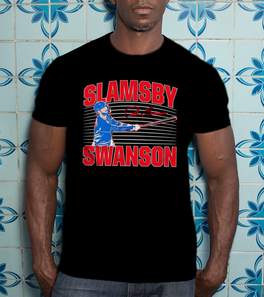 Dansby Swanson Chicago Cubs Slamsby Baseball Slugger 2 3 Swing T-Shirt