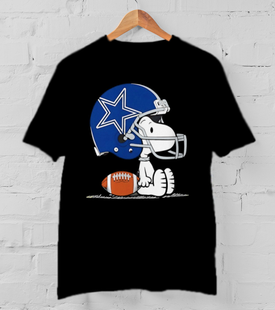 Snoopy Dallas Cowboys Football Helmet Collaboration Peanuts NFL Fan T-Shirt