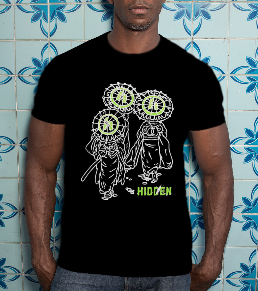 Hidden Dandelion Head Figures Walking Illuminated Halo T-Shirt