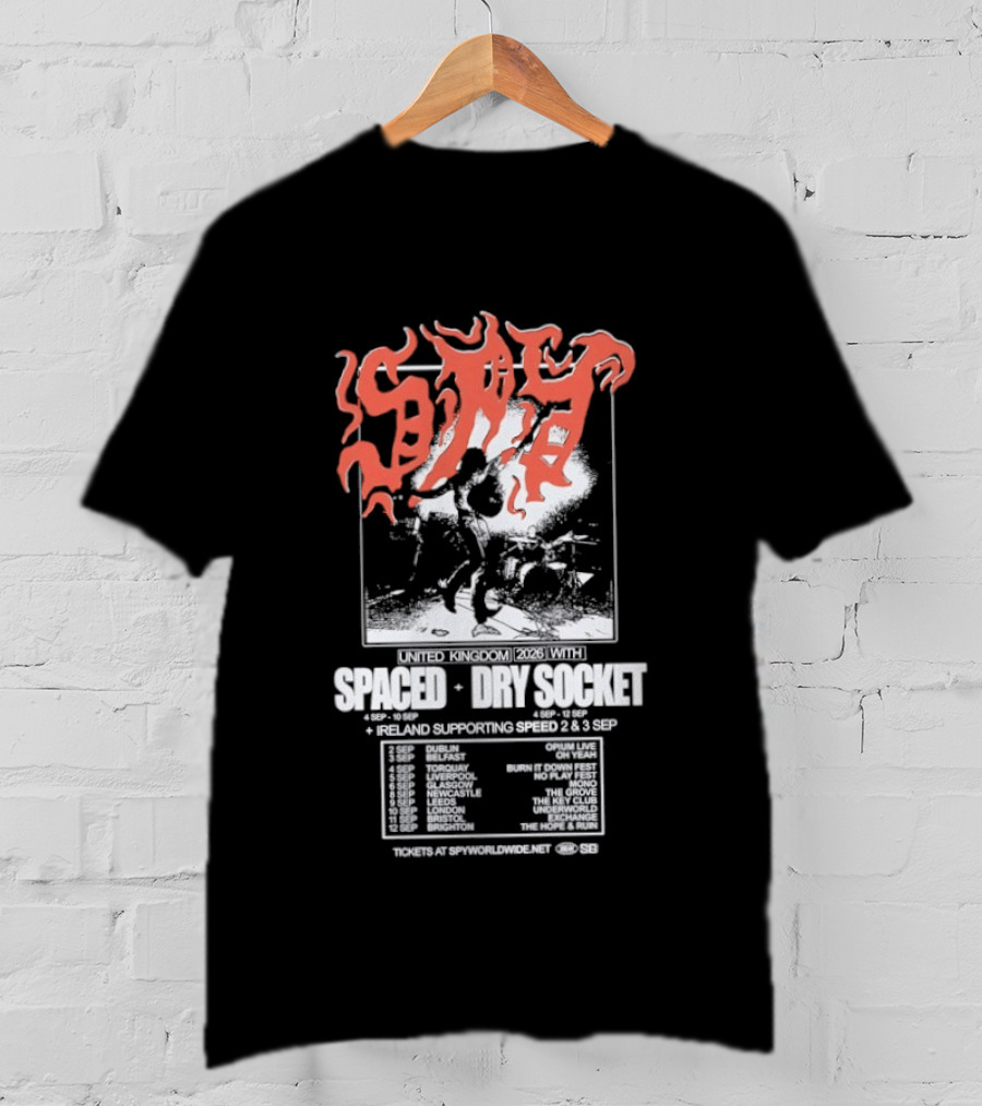 Spaced Dry Socket United Kingdom Ireland Supporting Spring 2026 Tour Dates T-Shirt