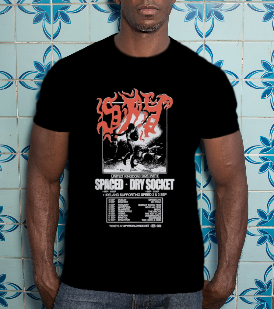 Spaced Dry Socket United Kingdom Ireland Supporting Spring 2026 Tour Dates T-Shirt