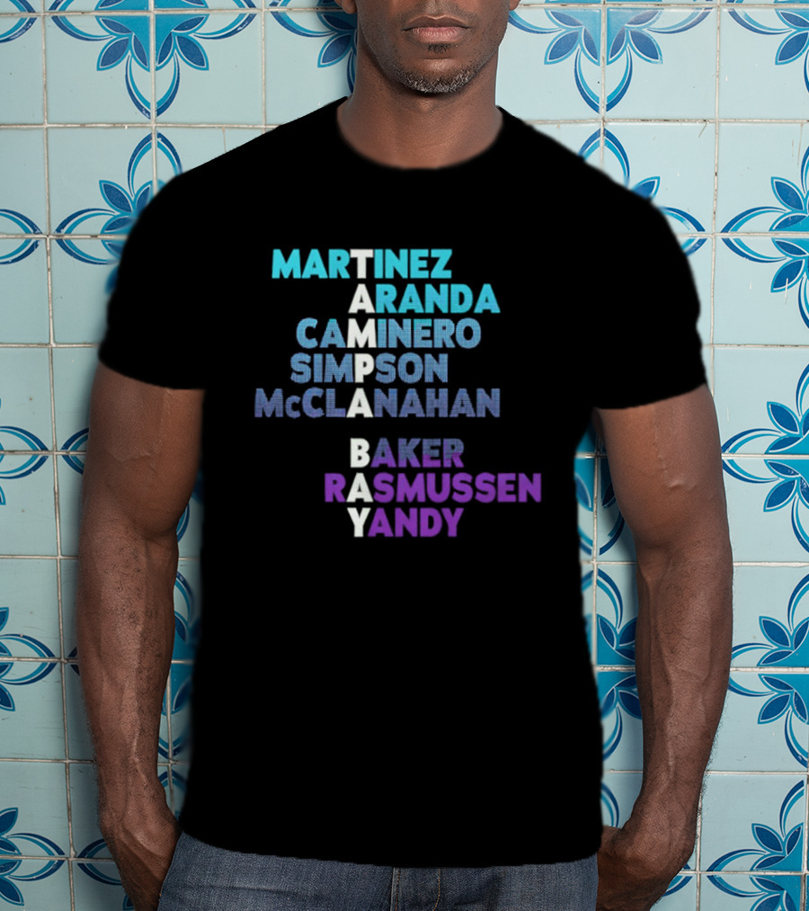 Tampa Bay Baseball 2026 Names Martinez Aranda Caminero Simpson McClanahan Baker Rasmussen Yandy T-Shirt