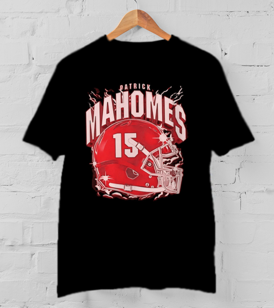 Patrick Mahomes 15 Helmet Kansas City Chiefs Explosion T-Shirt