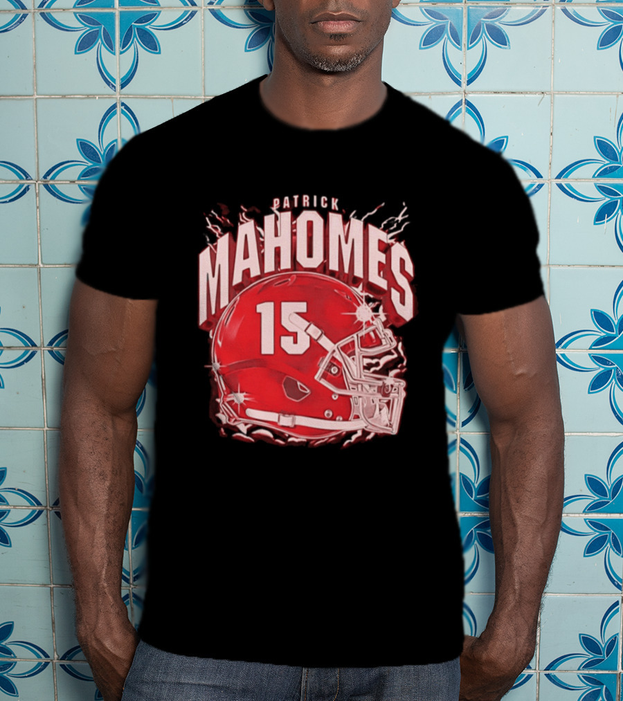 Patrick Mahomes 15 Helmet Kansas City Chiefs Explosion T-Shirt