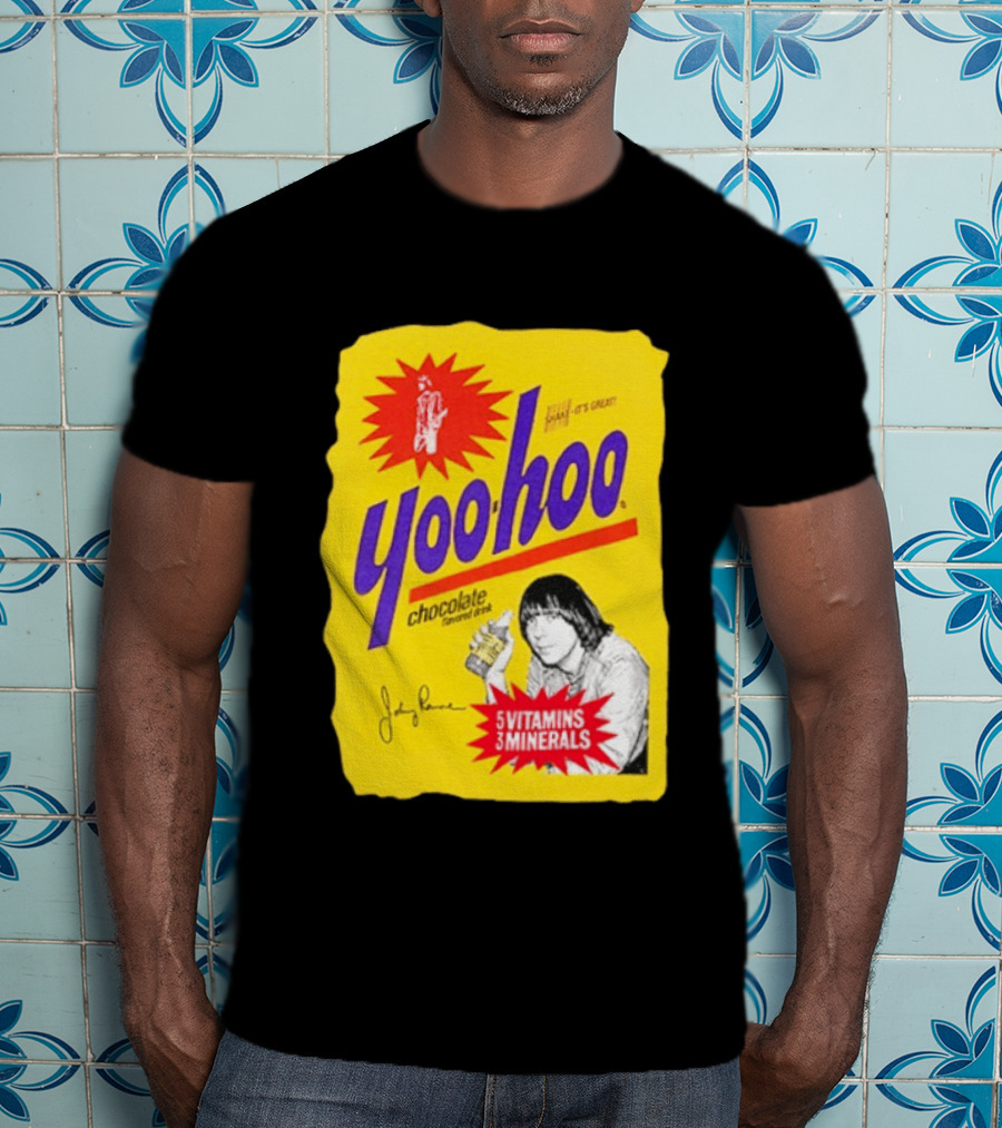 Johnny Ramone Yoo Hoo Chocolate Drink 5 Vitamins 3 Minerals T-Shirt