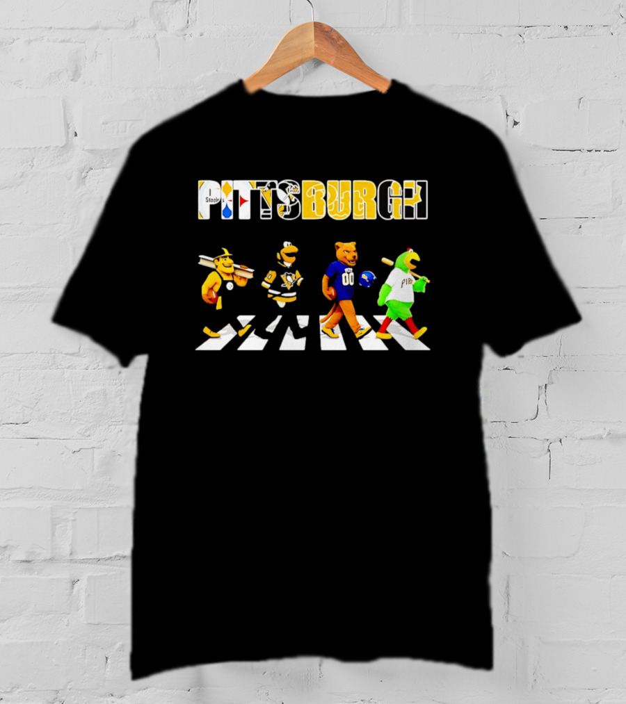 Pittsburgh Steelers Penguins Pitt Panthers Pirates Characters Abbey Road Walk T-Shirt