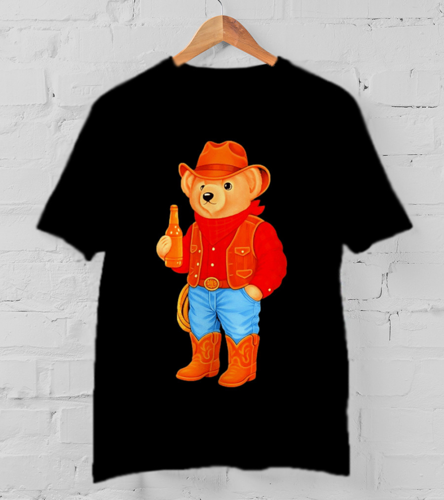 Polo Bear Cowboy Western Boots Hat And Bottle T-Shirt