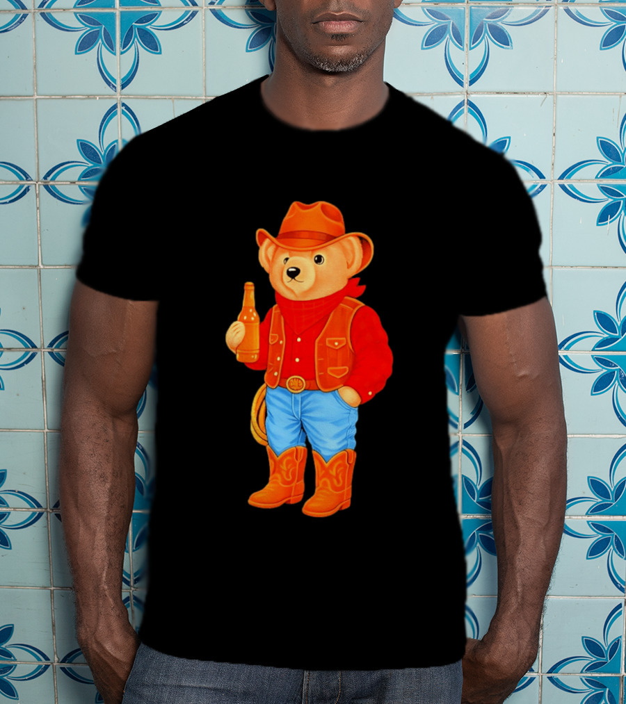 Polo Bear Cowboy Western Boots Hat And Bottle T-Shirt