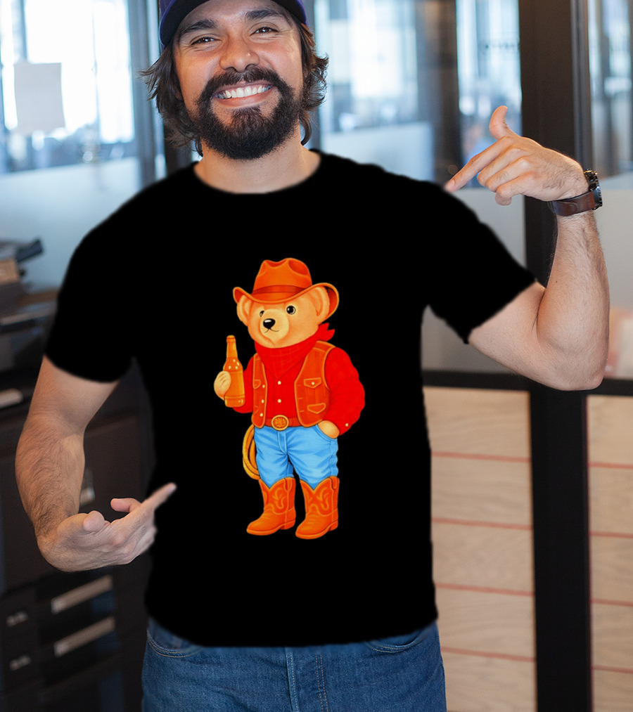 Polo Bear Cowboy Western Boots Hat And Bottle T-Shirt