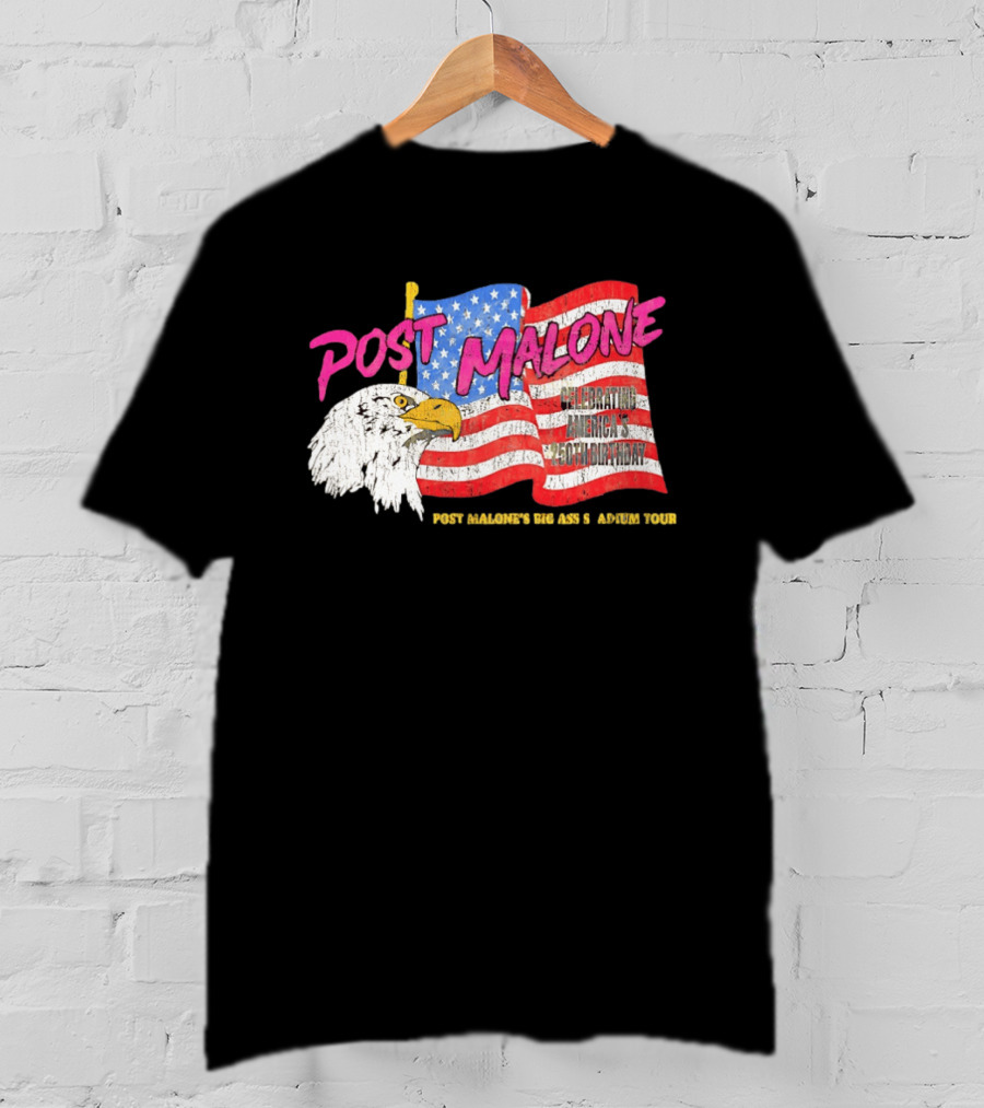 Post Malone Big Ass America Tour Celebrating 250th Birthday Eagle Flag T-Shirt