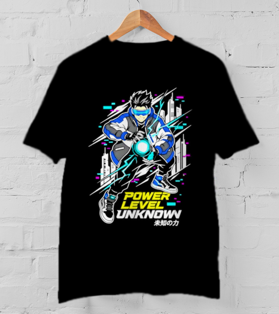 Power Level Unlocked Cyberpunk Anime Boy Rider T-Shirt