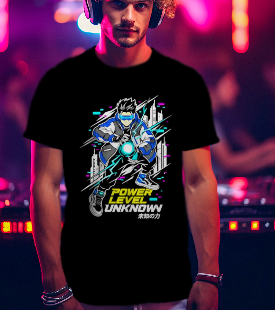 Power Level Unlocked Cyberpunk Anime Boy Rider T-Shirt