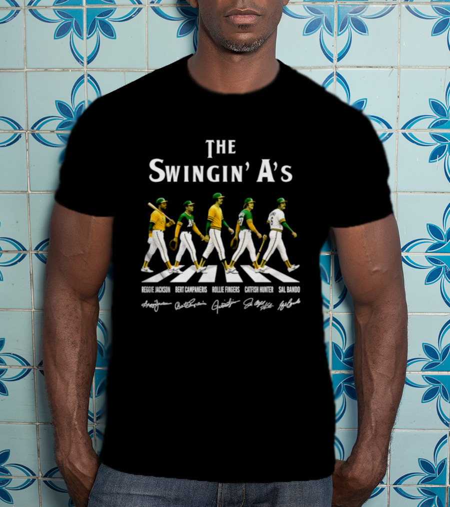 The Swingin' A's Baseball Jackson Campaneris Fingers Hunter Bando Abbey Road Signatures T-Shirt