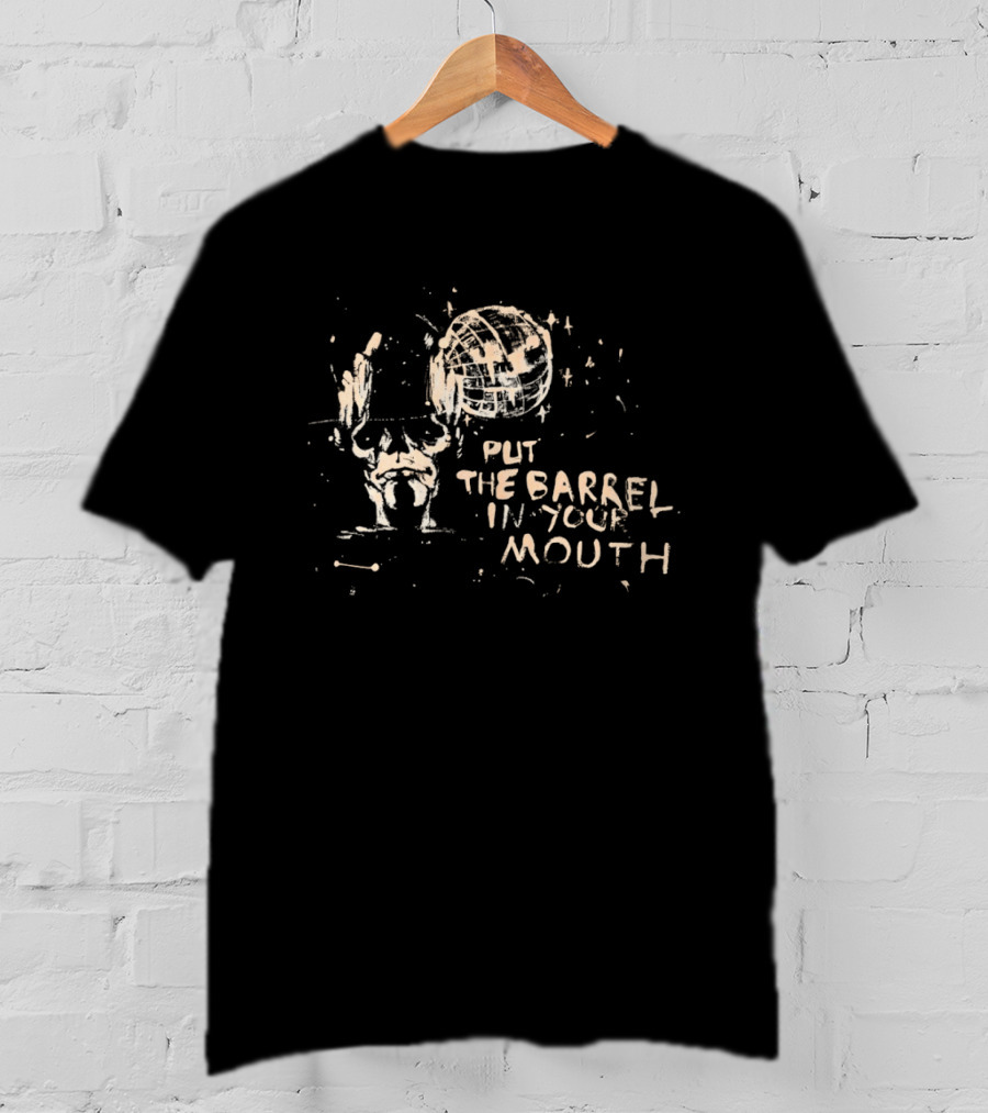 Put The Barrel In Your Mouth Distressed Baseball Skeleton T-Shirt