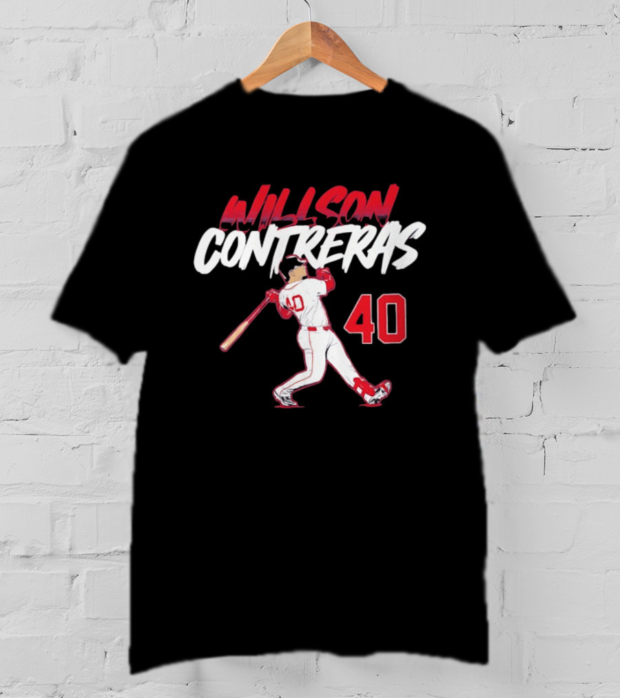 Willson Contreras 40 Boston Red Sox Slugger Swing Baseball Number T-Shirt