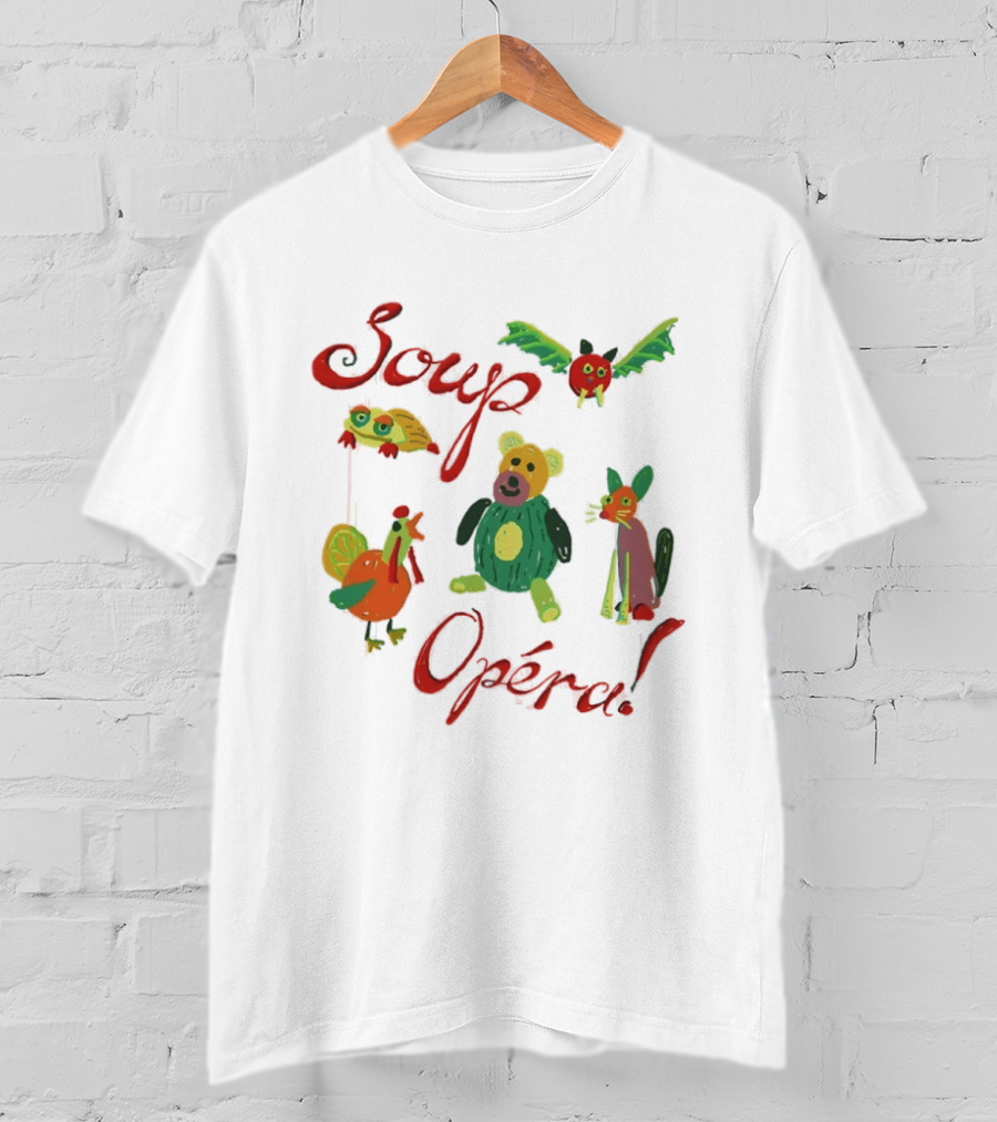 Soup Opéra Whimsical Animal Hand Drawn Playful Creatures T-Shirt