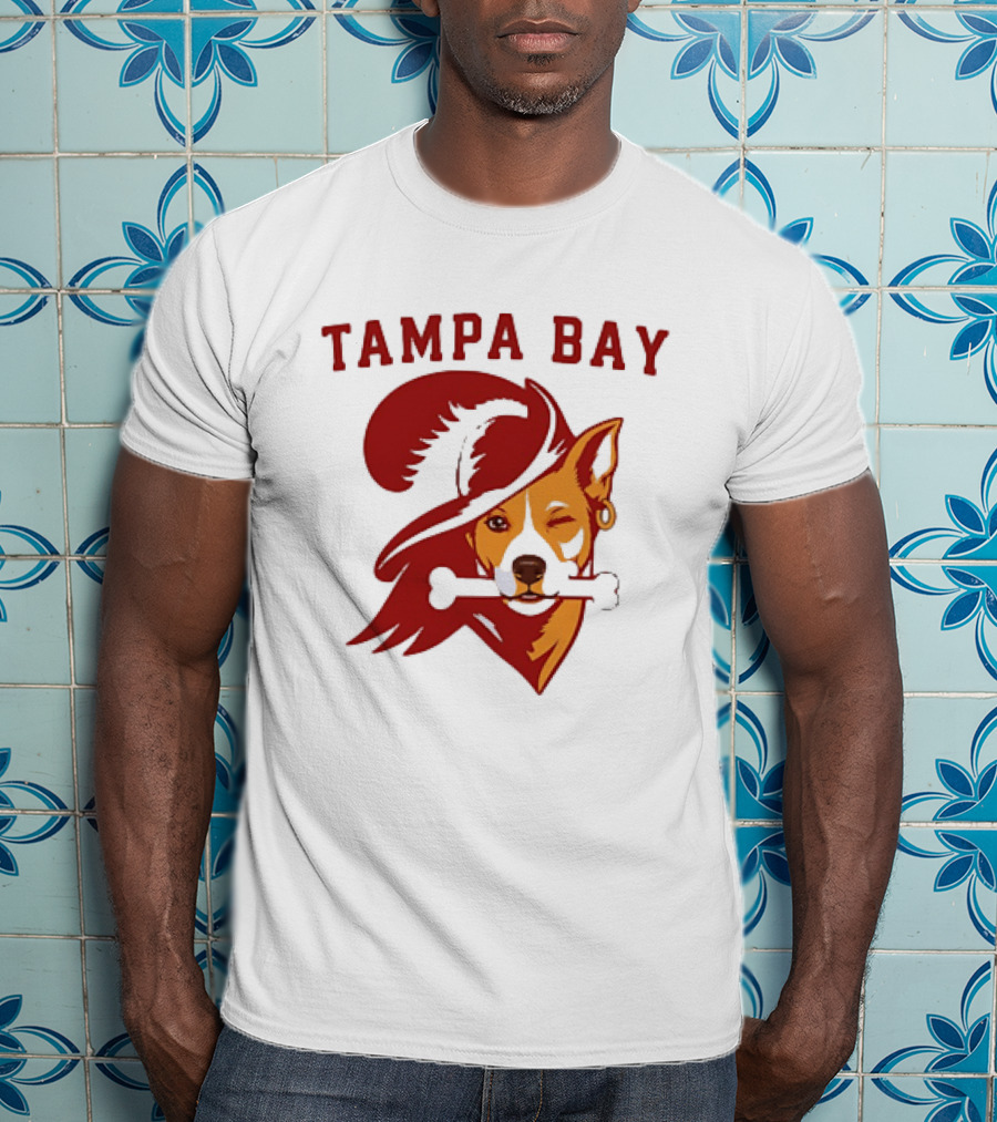Tampa Bay Dog Pirate With Bone And Hat T-Shirt