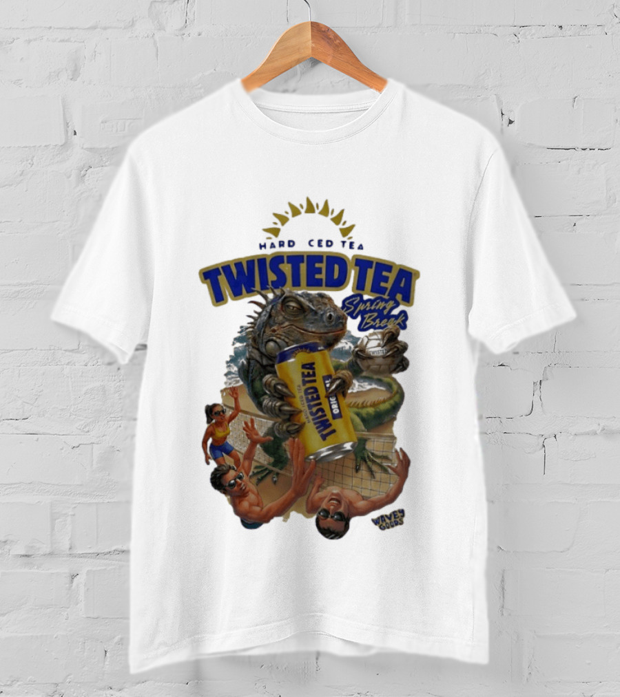 Twisted Tea Hard Iced Tea Spring Break Iguana Volleyball Wave Gods T-Shirt
