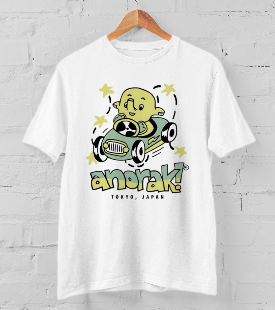 Anorak Tokyo Japan Elephant Cartoon In Car With Stars T-Shirt