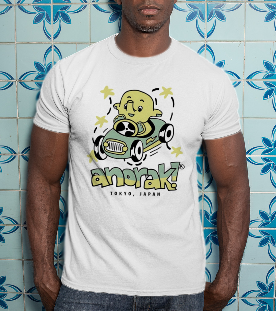Anorak Tokyo Japan Elephant Cartoon In Car With Stars T-Shirt