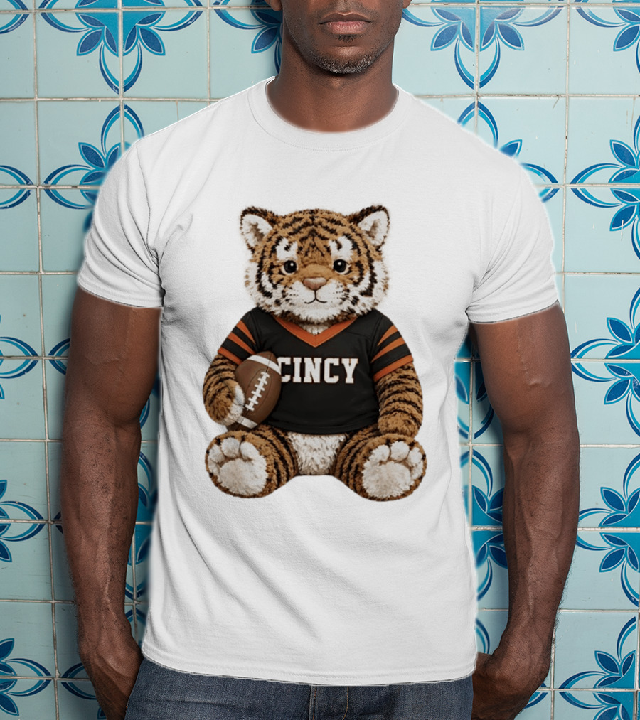 Cincy Bengals Tiger Stuffie With Football T-Shirt