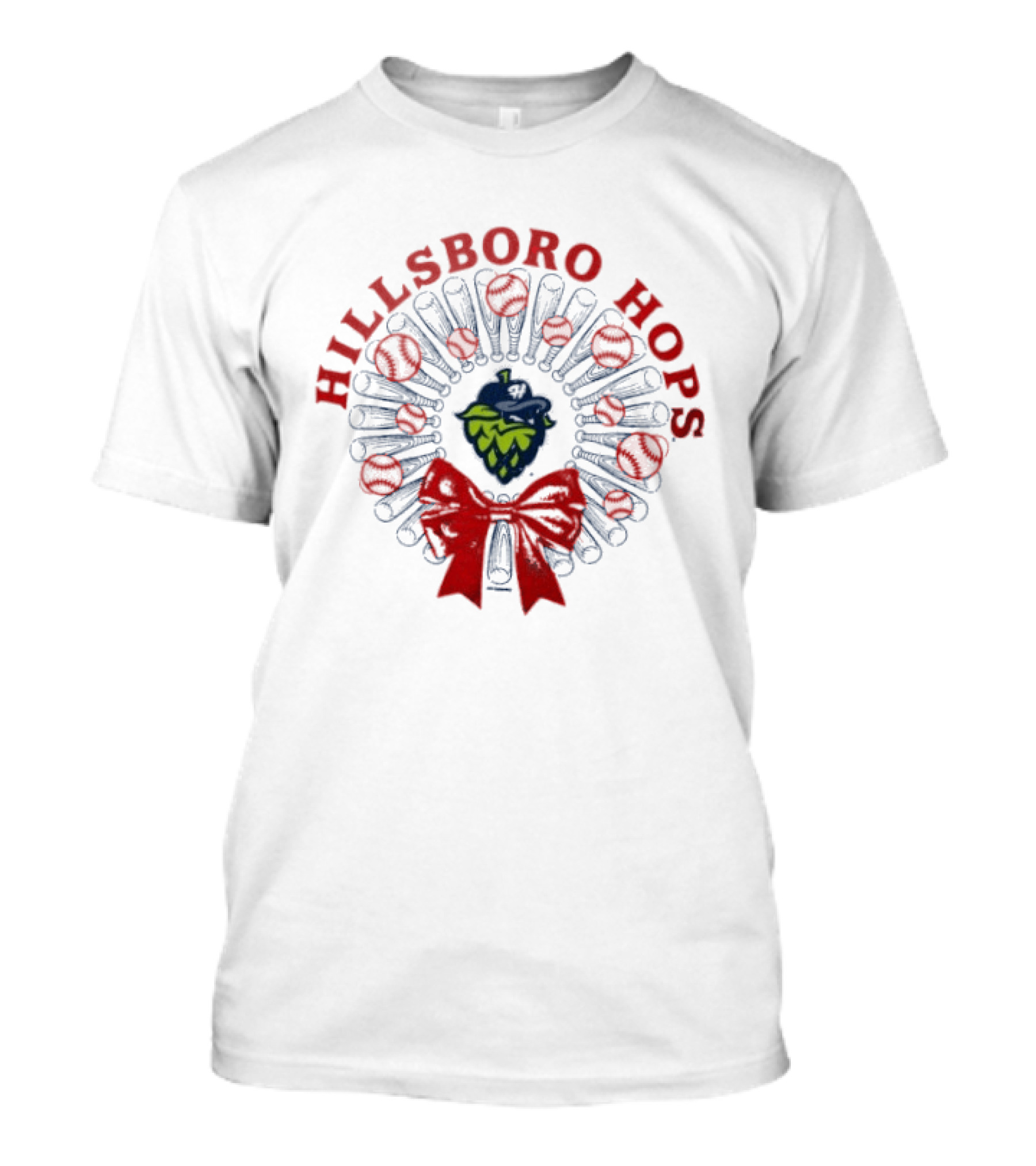 Hillsboro Hops Baseball Christmas Wreath Ho...T-Shirt 